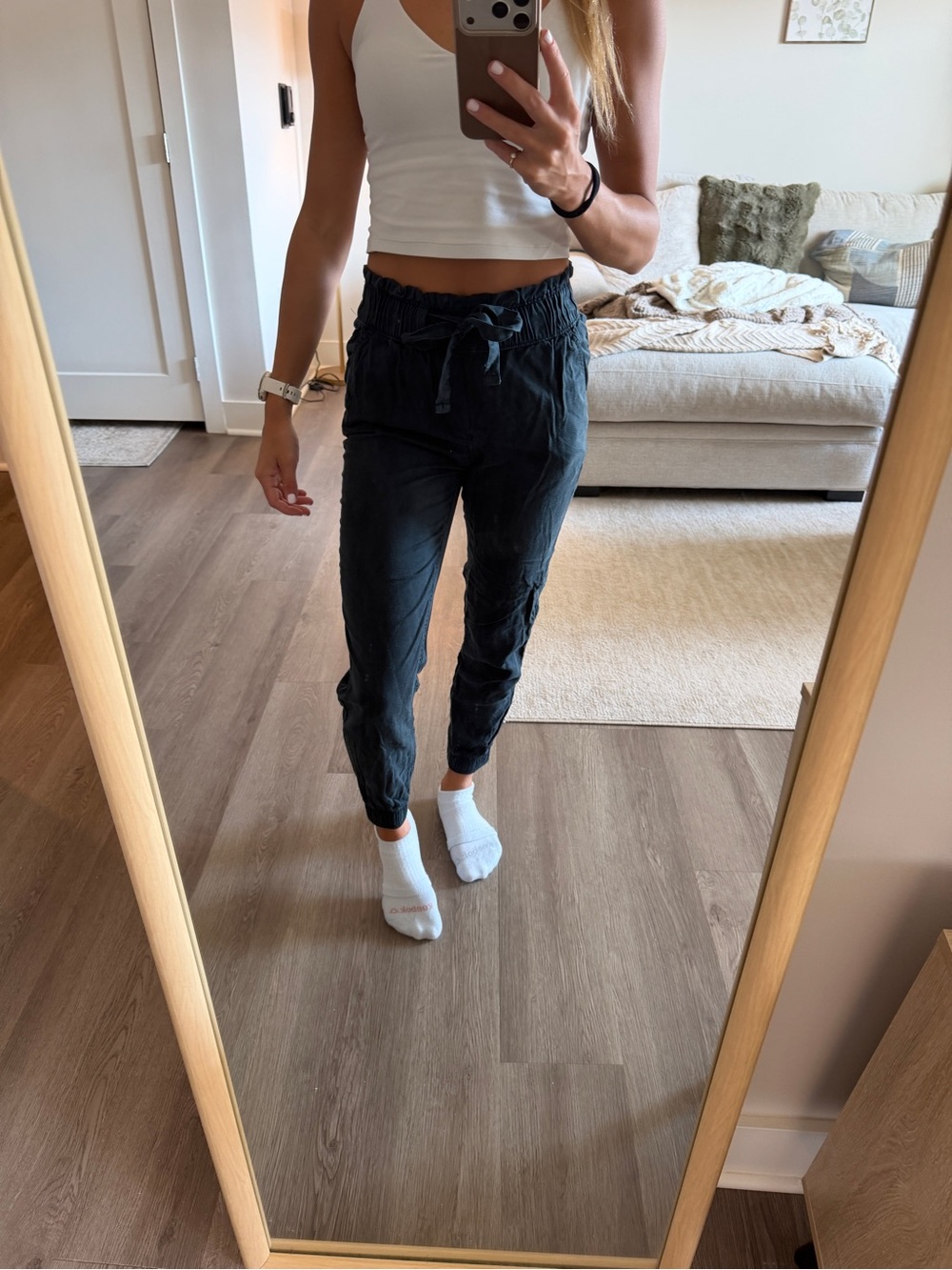 Casual Drawstring Jogger Pants - Black